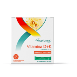 WIREPHARMA VITAMINA D+K 2000 UI (D3) INTEGRATORE ALIMENTARE PER IL SISTEMA IMMUNITARIO 30 STICK 30 GR.