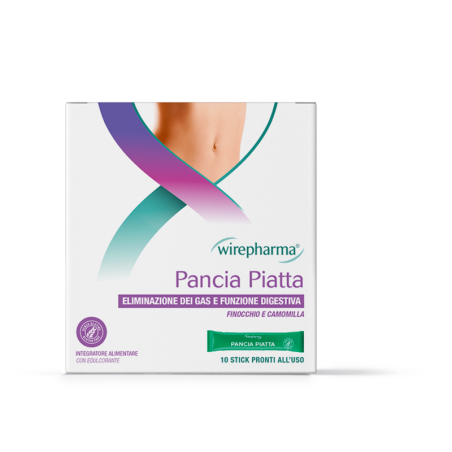 WIREPHARMA PANCIA PIATTA INTEGRATORE ALIMENTARE PER L'ELIMINAZIONE DEI GAS E LA FUNZIONE DIGESTIVA 10 STICK 15 GR.