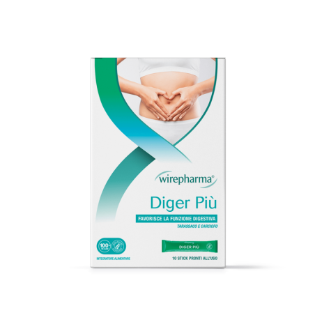 WIREPHARMA DIGER PIÙ INTEGRATORE ALIMENTARE PER FAVORIRE LA FUNZIONE DIGESTIVA (ESTRATTI VEGETALI) 10 STICK 100 ML.