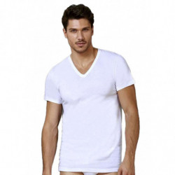 T-shirt uomo in puro cotone con scavo a V Oltremare 514