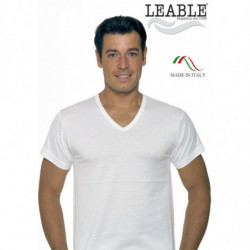 Maglia uomo in cotone mercerizzato con scavo a V Leable 1472 Tg.4/7