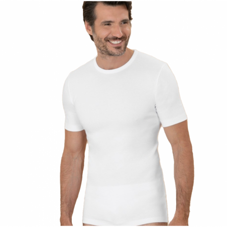 T-shirt uomo manica corta girocollo in cotone felpato Club88 420008 Bianco